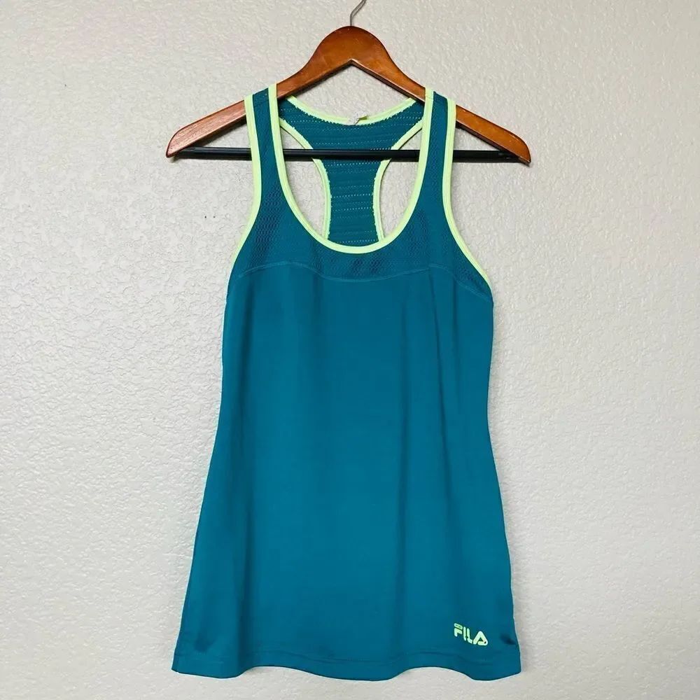 Fila Sport Active Workout Teal Blue Green Tank Top S